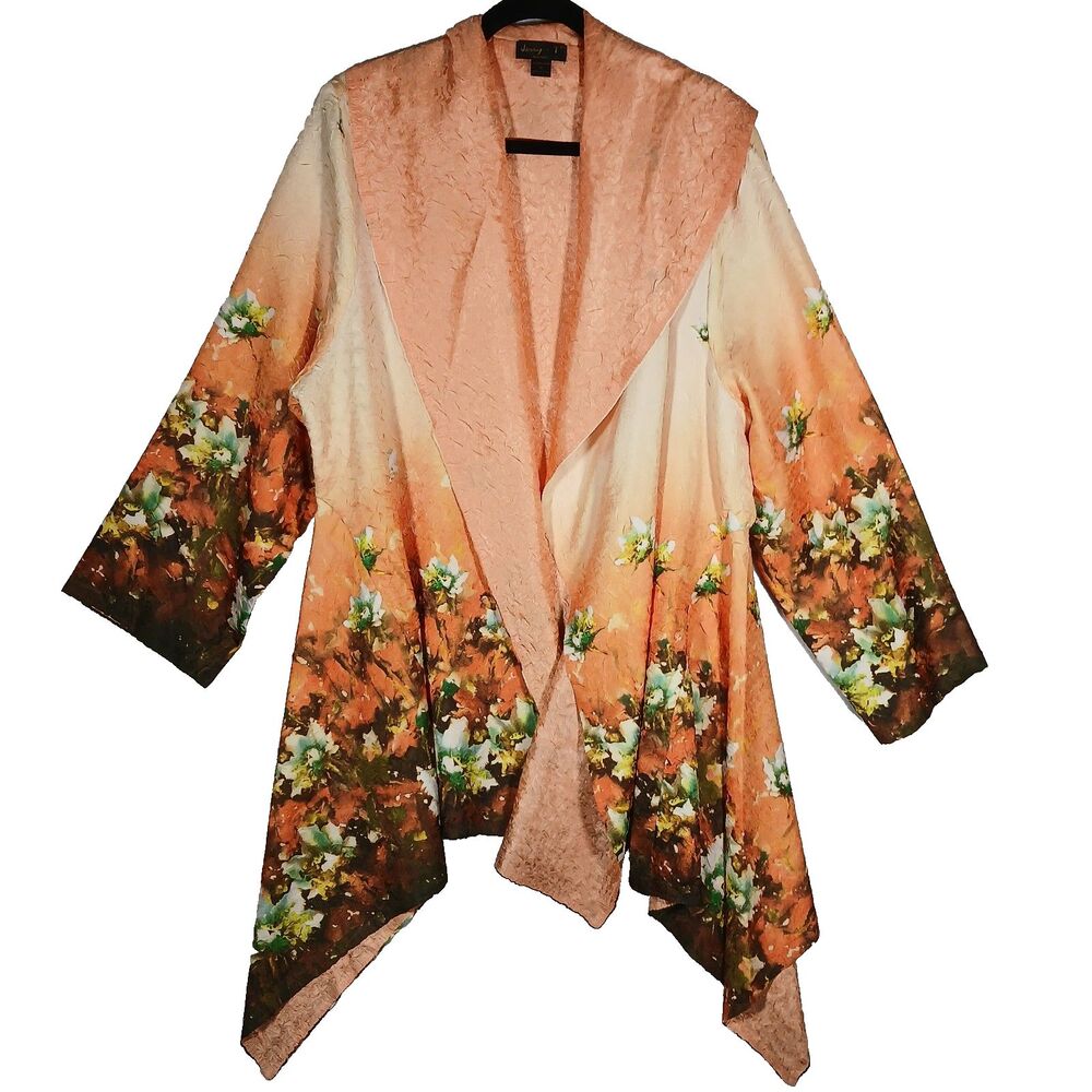 Jerry T New York Women’s Orange Lightweight Shawl Cardigan Size 3XL #492